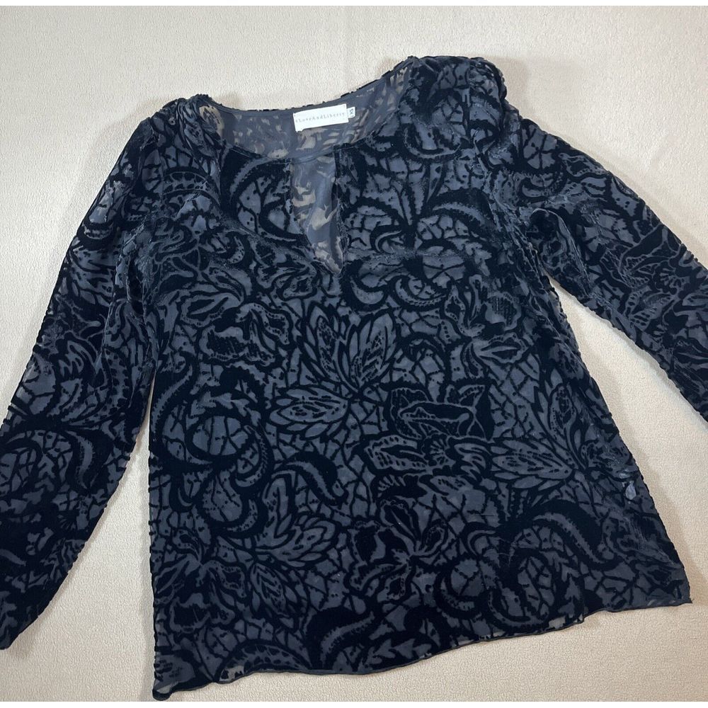 Johnny Was Shirt Womens XS Sheer Whimsy Goth Long‎ Sleeve 4 Love And Liberty